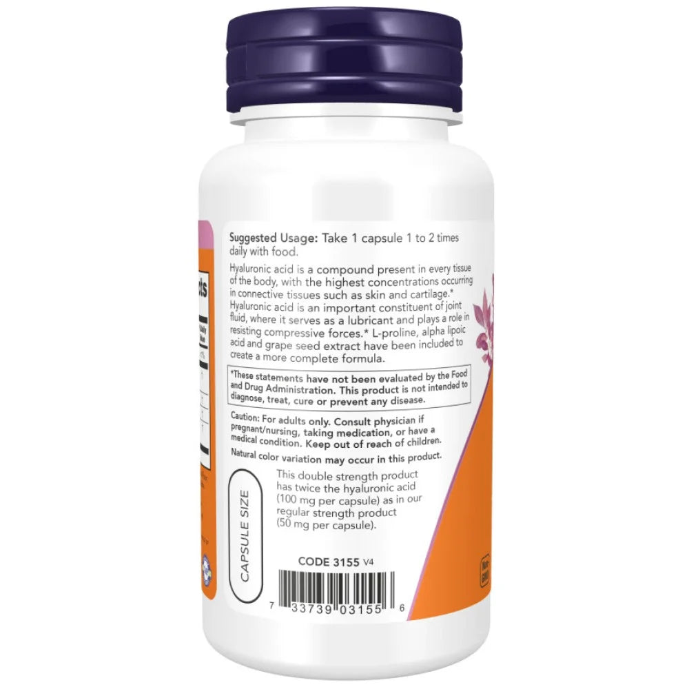 NOW® Foods Hyaluronic Acid Double Strength 100 mg