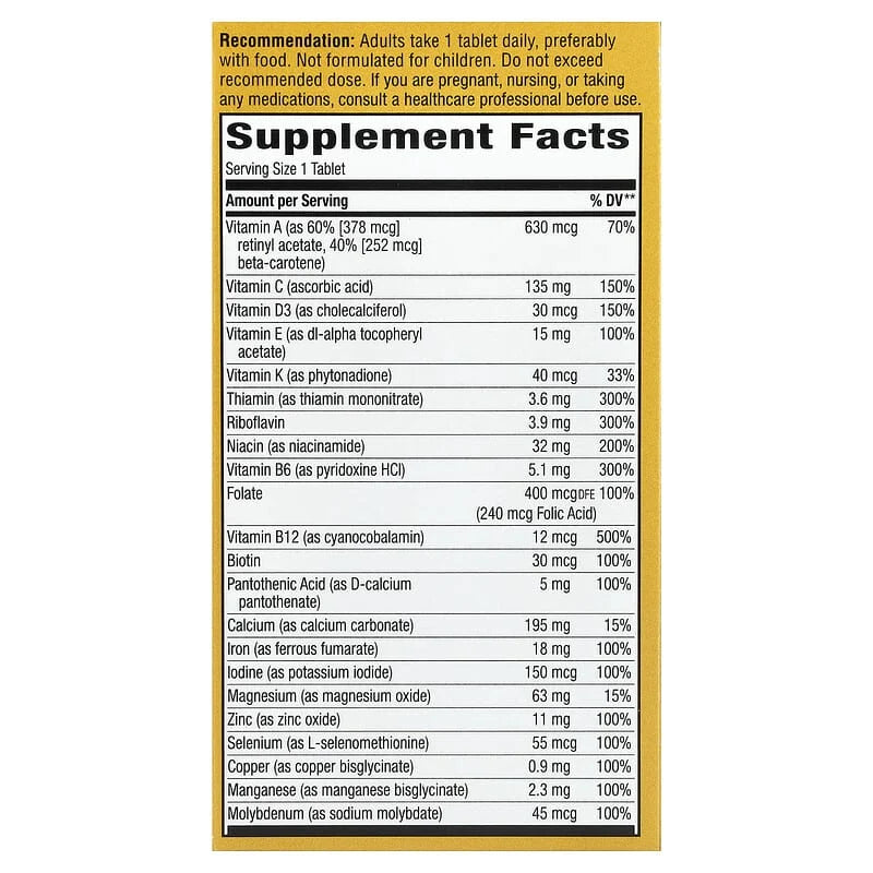 Nature’s Way® Alive!® Adult Complete Multivitamin - complex complet de vitamine și minerale, 60 comprimate